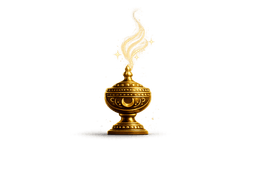 Golden incense burner with rising smoke